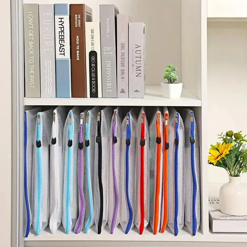 5-24pcs Mesh Zipper Bags Puzzle Bags With Zipper For Classrooms, A4 Chessboard Game Storage And School Office Supplies