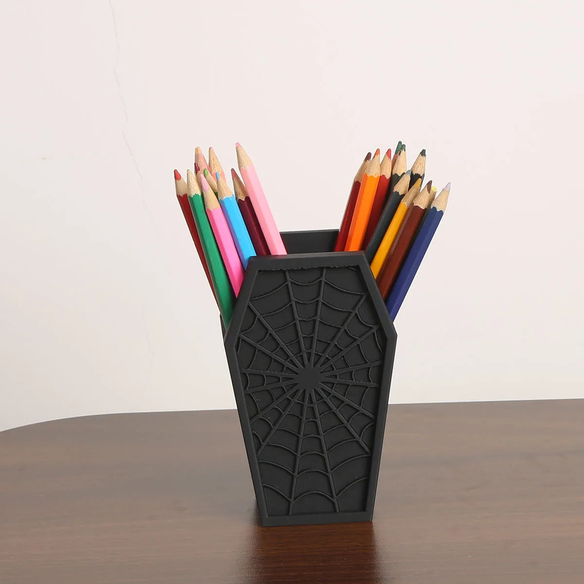 1 PC 3D printed Halloween spider web tombstone pen holder, vintage pen holder, desktop decoration creative Halloween pen holder