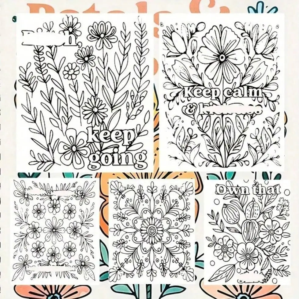 Flower Petals And Swearing Words Adult Coloring Book, Coil Binding Stress Relieving Diary for Women, Relax & Anxiety Relief