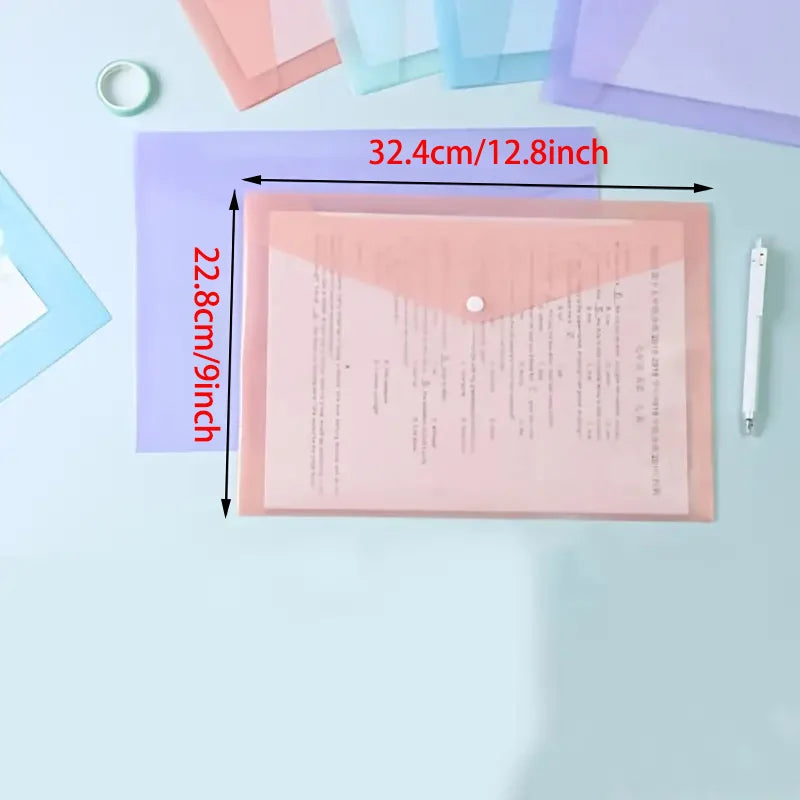 10/30pcs Transparent and Colorful File Envelopes Plastic Folders Office School Home A4 Letter Organizing Papers Storage Tool